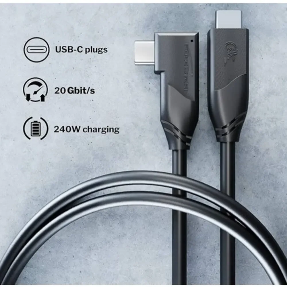 Angled USB-C Cable All-Purpose, USB 3.2 Gen 2x2 - 1.5ft (transfers Data 240W